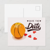Invitation Carte Postale Mariage Basketball Save the Date (Devant / Derrière)