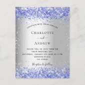 Invitation Carte Postale Mariage bleu argenté (Devant)