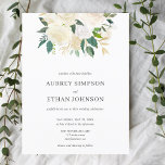 Invitation Carte Postale Mariage Boho de fleurs blanches budgétaires<br><div class="desc">L'élégante invitation à un mariage comprend un arrangement de fleurs blanches et de verdure. S'il vous plaît,  c'est une invitation POSTCARD,  il n'inclut pas les enveloppes.</div>