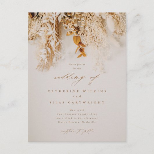 Invitation Carte Postale Mariage Boho Fall Flowers (Devant)