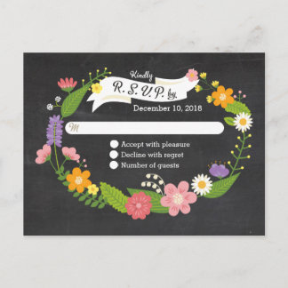 Invitation Carte Postale Mariage Boho Woodland Wreath