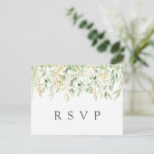 Invitation Carte Postale Mariage botanique du feuillage vert RSVP (Debout devant)