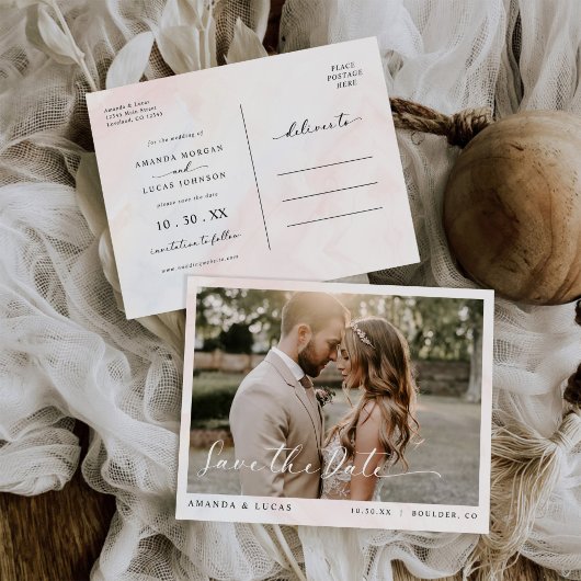 Invitation Carte Postale Mariage Botanique Rustique Simple Enregistrer La D