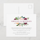 Invitation Carte Postale Mariage Bouquet simple Blush & Burgundy (Devant / Derrière)