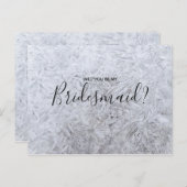 Invitation Carte Postale Mariage Bridesmaid | Blanc moderne puce à bois Élé (Devant / Derrière)