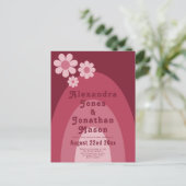 Invitation Carte Postale Mariage budget moderne Retro Daisy Arch rose (Debout devant)