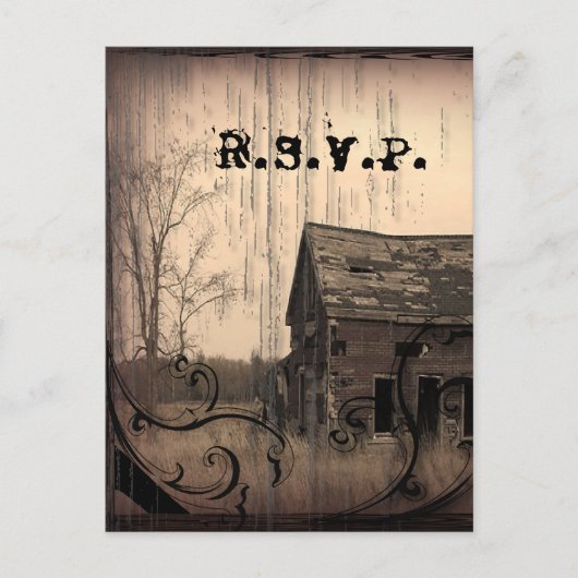 Invitation Carte Postale Mariage campagnard de ferme Western Rustic RSVP (Devant)