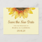 Invitation Carte Postale Mariage campagnard de tournesol rustique Enregistr (Devant)