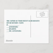 Invitation Carte Postale mariage campagnard en bois de grange bleu rustique (Dos)