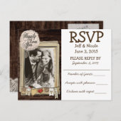Invitation Carte Postale Mariage campagnard photo rustique en couple RSVP (Devant / Derrière)