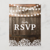 Invitation Carte Postale Mariage campagnard rustique | Chaîne de lumières R (Devant)