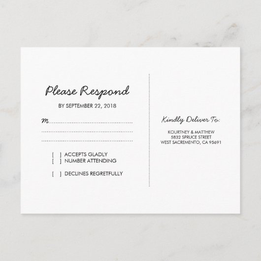 Invitation Carte Postale Mariage campagnard rustique | Chaîne de lumières R (Dos)