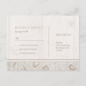 Invitation Carte Postale Mariage campagnard rustique en dentelle blanche RS (Dos)