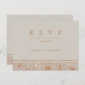 Invitation Carte Postale Mariage campagnard rustique en dentelle d'or Kraft (Devant / Derrière)