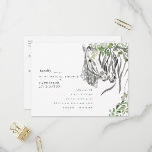 Invitation Carte Postale Mariage champêtre avec chevaux qui se câlinent