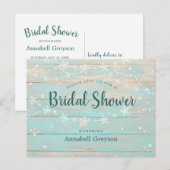 Invitation Carte Postale Mariage champêtre bleu avec étoiles de ficelle Sho (Devant / Derrière)