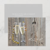 Invitation Carte Postale mariage champêtre western country en bois de grang (Devant / Derrière)