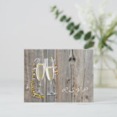 Invitation Carte Postale mariage champêtre western country en bois de grang (Debout devant)