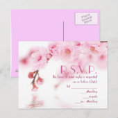 Invitation Carte Postale Mariage chinois rose fleur de cerisier (Devant / Derrière)