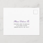 Invitation Carte Postale Mariage classique royal violet formel RSVP (Dos)