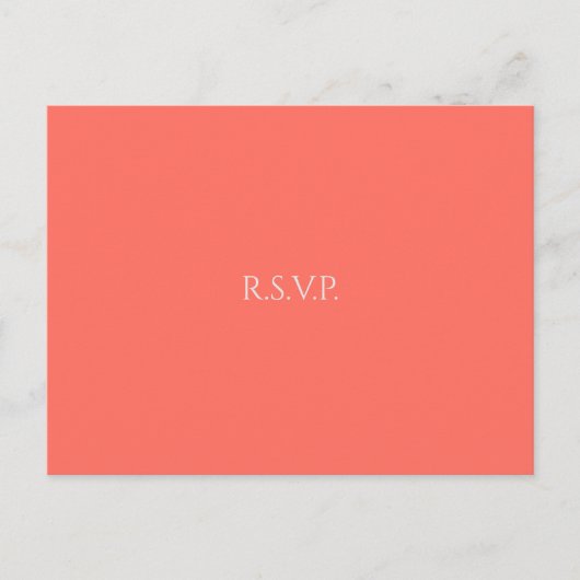 Invitation Carte Postale Mariage corail coeur RSVP (Devant)