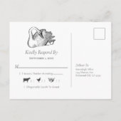 Invitation Carte Postale Mariage Cygne Blanc Nuit Bleu RSVP (Dos)