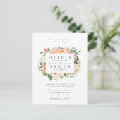 Invitation Carte Postale Mariage d'aquarelle moderne Eucalyptus Peach (Debout devant)