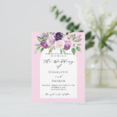 Invitation Carte Postale Mariage d'arc rose violet de fleurs couleur eau (Debout devant)