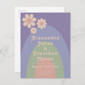 Invitation Carte Postale Mariage d'arche moderne Retro Daisy (Devant / Derrière)