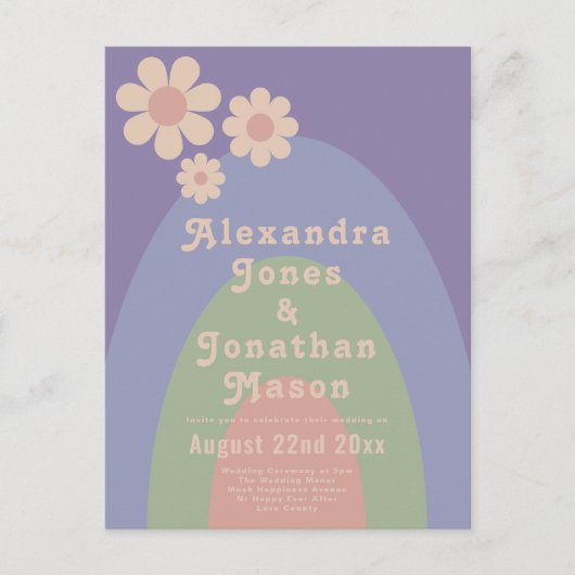 Invitation Carte Postale Mariage d'arche moderne Retro Daisy (Devant)