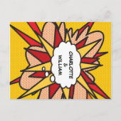 Invitation Carte Postale Mariage d'art moderne de la bande dessinée (Dos)