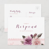 Invitation Carte Postale Mariage de automne de dentelle florale rustique RS (Devant / Derrière)