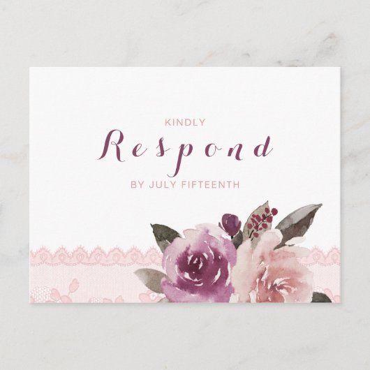 Invitation Carte Postale Mariage de automne de dentelle florale rustique RS (Devant)