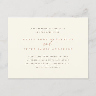 Invitation Carte Postale Mariage de automne de typographie simple et chic