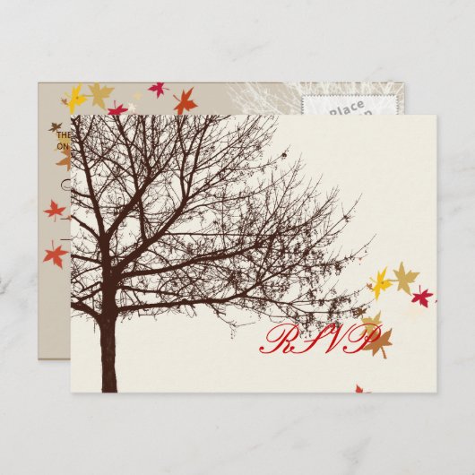 Invitation Carte Postale Mariage de automne RSVP PixDezines (Devant / Derrière)