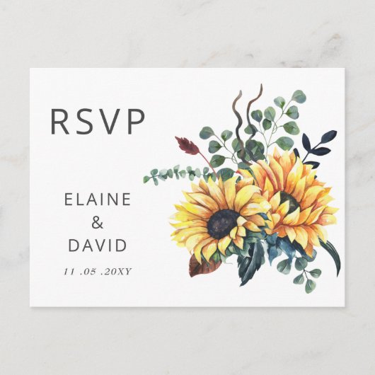 Invitation Carte Postale Mariage de automne RSVP Russe Watercolor (Devant)