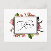 Invitation Carte Postale Mariage de bouquet rose floral RSVP (Devant)