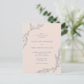 Invitation Carte Postale Mariage de branches de couleur rose pâle et marine (Debout devant)