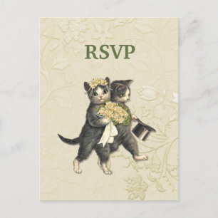 Invitation Carte Postale Mariage de chats Posh RSVP