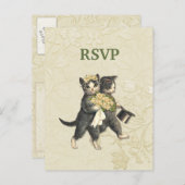 Invitation Carte Postale Mariage de chats Posh RSVP (Devant / Derrière)
