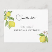 Invitation Carte Postale Mariage de citron d'été Enregistrer la date (Devant)