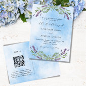 Invitation Carte Postale Mariage de code QR bleu lavande