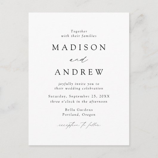Invitation Carte Postale Mariage de code QR noir et blanc moderne (Devant)