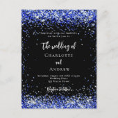 Invitation Carte Postale Mariage de confetti bleu noir (Devant)