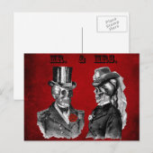 Invitation Carte Postale Mariage de crânes Grunge & fête d'anniversaire de  (Devant / Derrière)