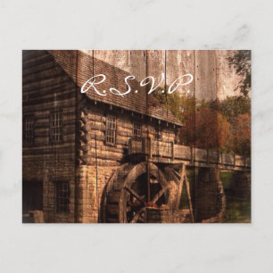 Invitation Carte Postale Mariage de ferme en bois de grange primitive