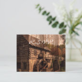 Invitation Carte Postale Mariage de ferme en bois de grange primitive (Debout devant)