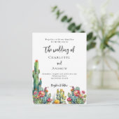 Invitation Carte Postale Mariage de fleurs de cactus (Debout devant)