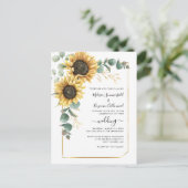 Invitation Carte Postale Mariage de fleurs de tournesol (Debout devant)