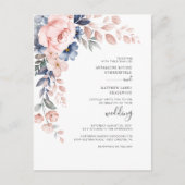 Invitation Carte Postale Mariage de fleurs végétales rose moderne (Devant)